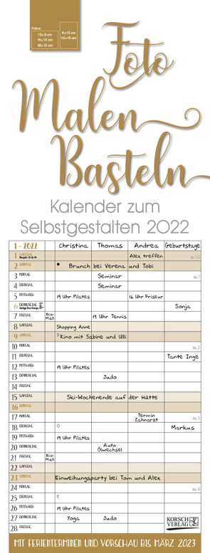 Foto-Malen-Basteln Familientimer gold 2022 von Korsch Verlag