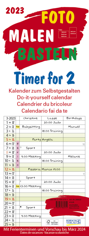 Foto-Malen-Basteln Timer for 2 2023 von Korsch Verlag