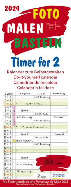 Foto-Malen-Basteln Timer for 2 2024 von Korsch Verlag