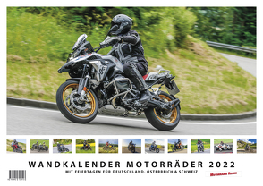 Foto-Wandkalender Motorräder 2022 A3 quer mit Feiertagen für Deutschland, Östereich und die Schweiz – Mit Platz für Notizen