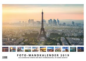 Foto-Wandkalender Städte 2019 – DIN A3 quer mit Feiertagen für Deutschland, Östereich und die Schweiz – Mit Platz für Notizen