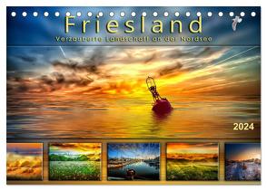 Friesland, verzauberte Landschaft an der Nordsee (Tischkalender 2024 DIN A5 quer), CALVENDO Monatskalender von Roder,  Peter