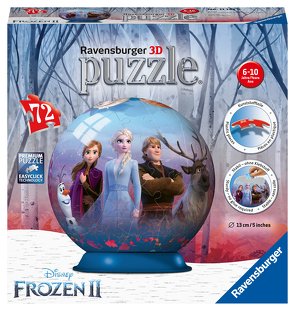 Ravensburger 3D Puzzle 11142 – Puzzle-Ball Disney Frozen 2 – 72 Teile – Puzzle-Ball für Fans von Anna und Elsa ab 6 Jahren