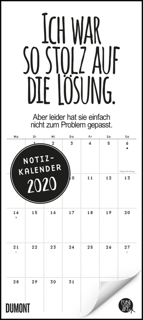 Funi Smart Art Notizkalender 2020 – Wandkalender – Funny Quotes, Sprüche – Format 22 x 49,5 cm von DUMONT Kalenderverlag, FUNI SMART ART
