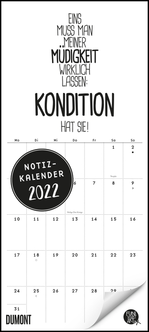 Funi Smart Art Notizkalender 2022 – Planer – Funny Quotes, Sprüche – Format 22 x 49,5 cm