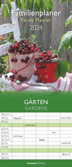 Gärten 2024 Familienplaner – Wandkalender – Familienkalender – 19,5×45