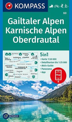 KOMPASS Wanderkarte Gailtaler Alpen, Karnische Alpen, Oberdrautal von KOMPASS-Karten GmbH