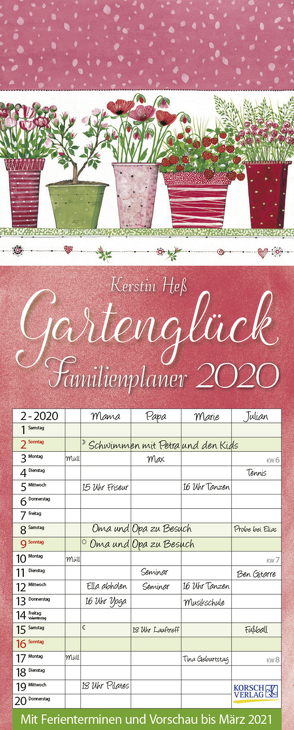 Gartenglück 2020 von Hess,  Kerstin, Korsch Verlag