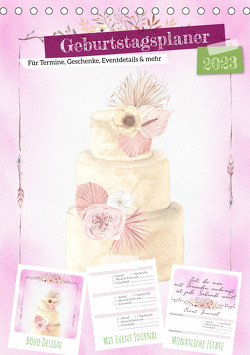 Geburtstagsplaner Boho Rosa – Für Termine, Geschenke, Eventdetails & mehr (Tischkalender 2023 DIN A5 hoch) von MD-Publishing