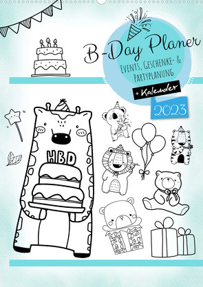 Geburtstagsplaner Doodle Tiere – Für Termine, Geschenke, Eventdetails & mehr (Wandkalender 2023 DIN A2 hoch) von MD-Publishing