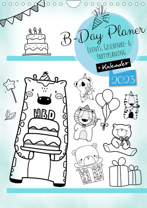 Geburtstagsplaner Doodle Tiere – Für Termine, Geschenke, Eventdetails & mehr (Wandkalender 2023 DIN A4 hoch) von MD-Publishing
