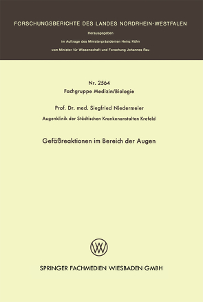 Gefäßreaktionen im Bereich der Augen von Niedermeier,  Siegfried