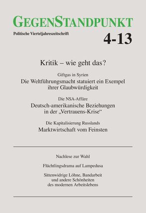 GegenStandpunkt 4-13 von GegenStandpunkt Verlag München