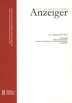 Geistes-, sozial-und kulturwissenschaftlicher Anzeiger 151. Jahrgang 2016, Heft 2 von Österreichische Akademie d. Wissenschaften, Suppan,  Arnold