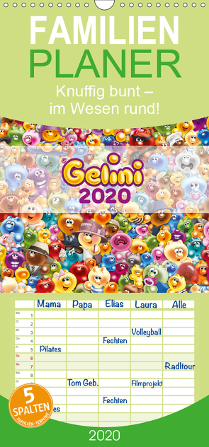 Gelini – Familienplaner hoch (Wandkalender 2020 , 21 cm x 45 cm, hoch) von Media GmbH,  KIDDINX