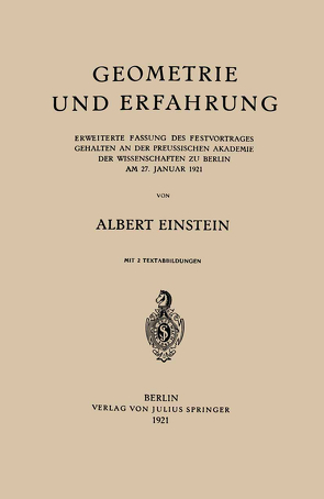Geometrie und Erfahrung von Einstein,  Albert