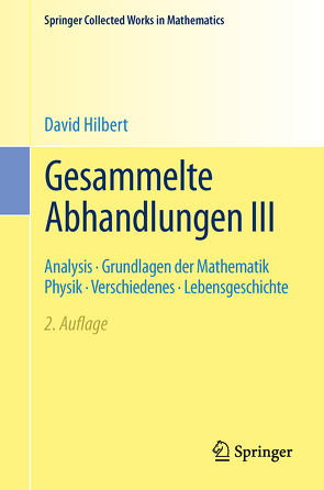 Gesammelte Abhandlungen III von Hilbert,  David