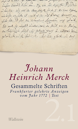 Gesammelte Schriften von Leuschner,  Ulrike, Merck,  Johann Heinrich