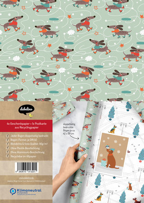 Geschenkpapier Set „Hunde“ für Weihnachten und Winter-Geburtstage