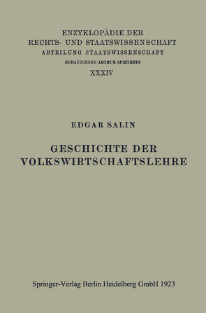 Geschichte der Volkswirtschaftslehre von Salin,  Edgar