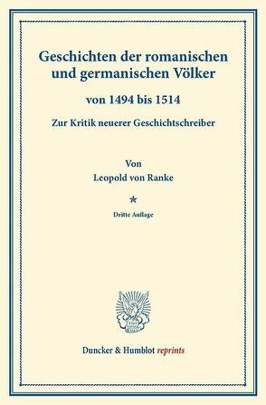 Geschichten der romanischen und germanischen Völker von Ranke,  Leopold Von