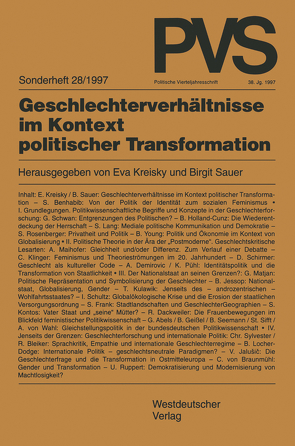 Geschlechterverhältnisse im Kontext politischer Transformation von Kreisky,  Eva, Sauer,  Birgit