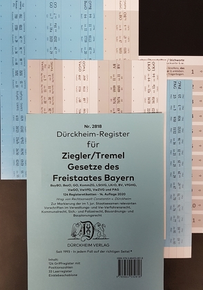 DürckheimRegister® ZIEGLER TREMEL Gesetze Freistaat Bayern 2020 von Dürckheim,  Constantin
