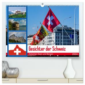 Gesichter der Schweiz, Zwischen Seen und Bergen (hochwertiger Premium Wandkalender 2024 DIN A2 quer), Kunstdruck in Hochglanz von Gaymard,  Alain