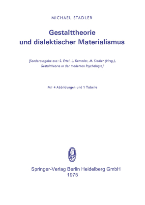 Gestalttheorie und dialektischer Materialismus von Städler,  Michael