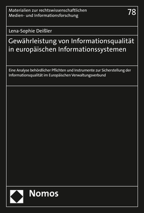 Gewährleistung von Informationsqualität in europäischen Informationssystemen von Deißler,  Lena-Sophie