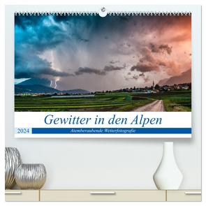 Gewitter in den Alpen (hochwertiger Premium Wandkalender 2024 DIN A2 quer), Kunstdruck in Hochglanz von Jovanovic,  Danijel