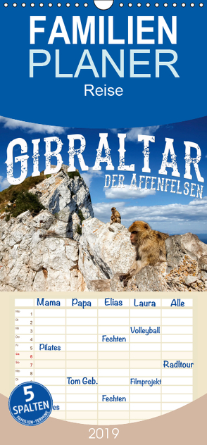 Gibraltar – der Affenfelsen – Familienplaner hoch (Wandkalender 2019 , 21 cm x 45 cm, hoch) von Buchspies,  Carina