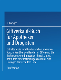 Giftverkauf-Buch für Apotheker und Drogisten von Böttger,  Hermann