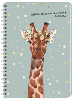 Giraffe Schüler-/Studenten-Kalender A5 2022/2023. Kalenderbuch mit flexiblem Einband, Spiralbindung und viel Platz für Termine. Buchkalender A5. von Heye