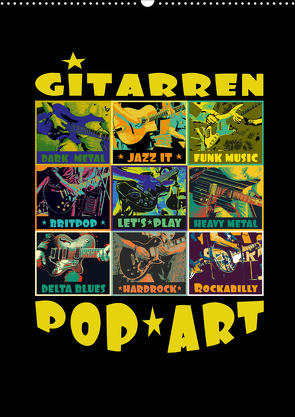 Gitarren Pop Art (Wandkalender 2021 DIN A2 hoch) von Bleicher,  Renate