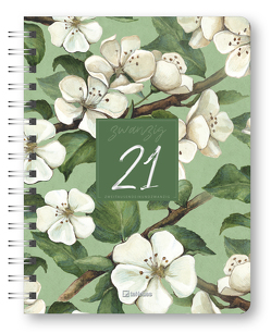 Glamour Planner White Flowers 2021- Diary – Buchkalender – Taschenkalender – 16,5×21,6