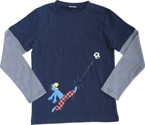 Globi T-Shirt langarm dunkelblau Fussballer 110/116