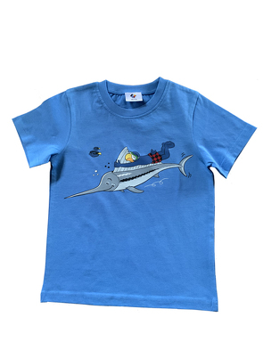 Globi T-Shirt Schwertfisch, blau, 134/140