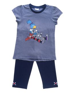 Globine Pyjama Capri marine/weiss gestreift 110/116