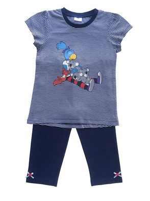 Globine Pyjama Capri marine/weiss gestreift 134/140