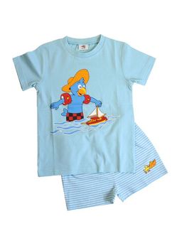 Glöbeli Shorty Pyjama hellblau Segelschiff 86/92