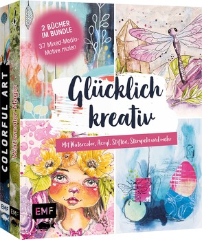 Glücklich kreativ – Zwei Bücher im Bundle: 37 Mixed-Media-Motive malen von Gomoll-Wünsche,  Andrea, Rose,  Susanne