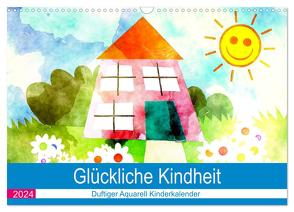 Glückliche Kindheit. Duftiger Aquarell Kinderkalender (Wandkalender 2024 DIN A3 quer), CALVENDO Monatskalender von Hurley,  Rose