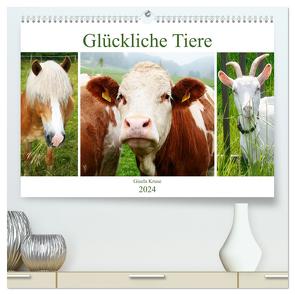 Glückliche Tiere (hochwertiger Premium Wandkalender 2024 DIN A2 quer), Kunstdruck in Hochglanz von Kruse,  Gisela