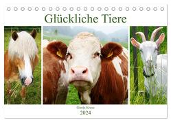 Glückliche Tiere (Tischkalender 2024 DIN A5 quer), CALVENDO Monatskalender von Kruse,  Gisela