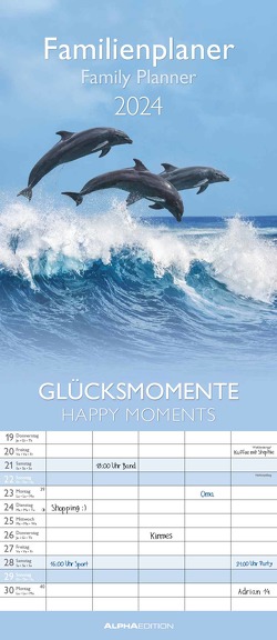 Glücksmomente 2024 Familienplaner – Familienkalender – Wandkalender – 19,5×45