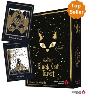 Golden Black Cat Tarot – Hochwertige Stülpdeckelschachtel mit Goldfolie von de Almeida,  Helena