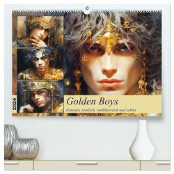 Golden Boys. Feminin, sinnlich, verführersich und schön (hochwertiger Premium Wandkalender 2024 DIN A2 quer), Kunstdruck in Hochglanz von Hurley,  Rose