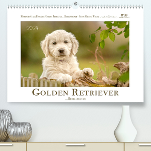 Golden Retriever… Herzenshunde (Premium, hochwertiger DIN A2 Wandkalender 2024, Kunstdruck in Hochglanz) von Wrede - Wredefotografie,  Martina