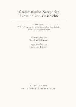 Grammatische Kategorie – Funktion und Geschichte von Rittner,  Veronica, Schlerath,  Bernfried